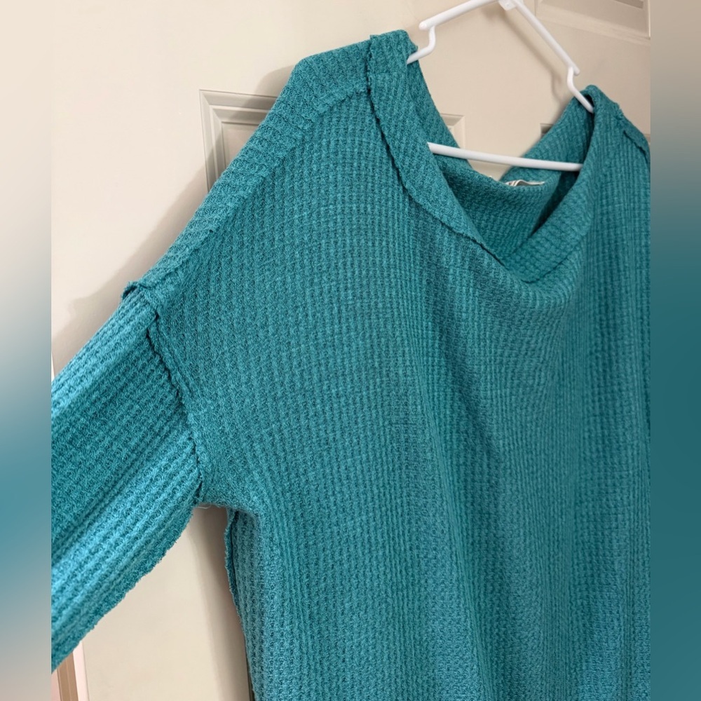 We The Free/Free People North Shore Thermal Tunic Top in Turquoise, Small - Picture 2 of 14